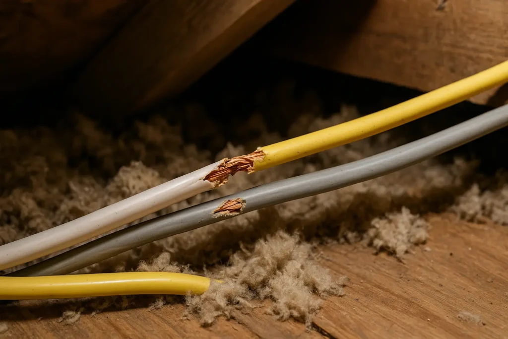 Rodent Control | Environmina 24 yellow white wires both clearly chewed