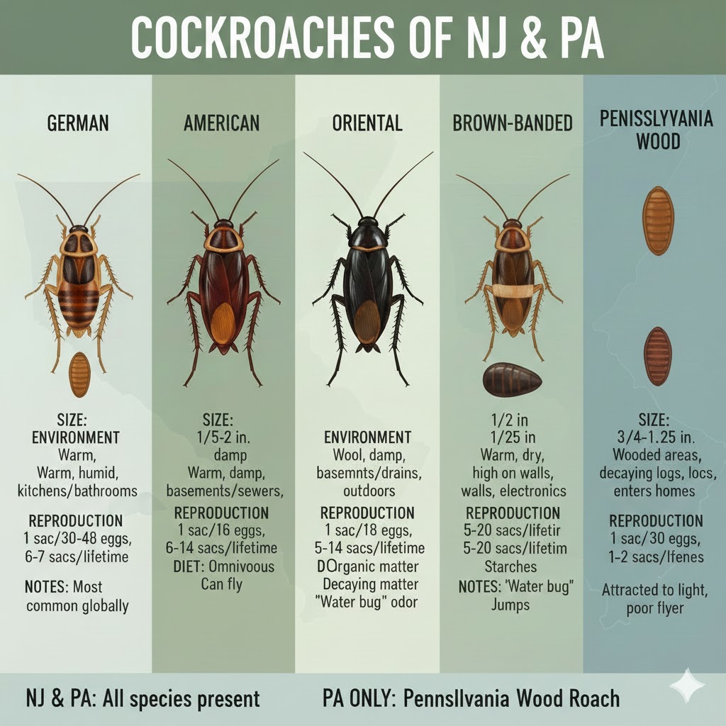 Roach Control NJ Roach Exterminator New Jersey 2 Type of cokroaches in NJ
